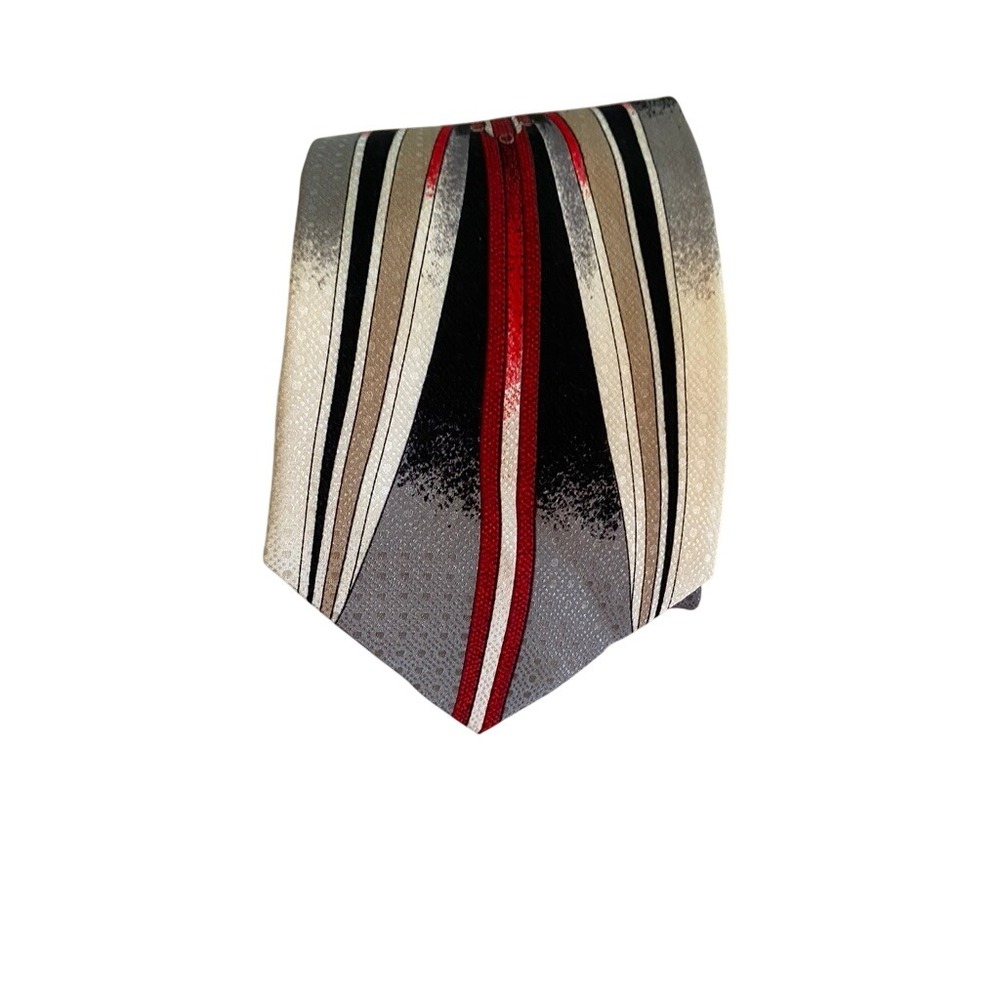 Enrico Capucci Rome New York Silk Tie Geometric Abstract Red Black Grey HandMade